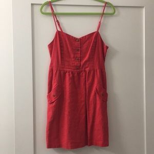 Red linen dress with back cutout